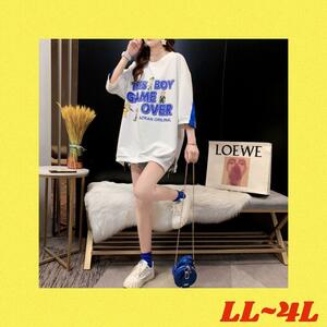 大きいサイズ かわいいスリット入りカジュアルチュニック☆ LL-4L WH