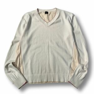 《良品◎》Paul Smith ポールスミス★Vネック*コットンニット*セーター*ベージュ*サイズM(LA1969)◆S60