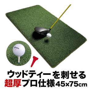 ウッドッティーを刺せるプロ仕様 TEEUP PRO RANGE MAT 45×75cm 業務用高重量2.7kg 35mm超厚ボリューム芝