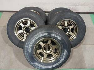 ①RAYS TE37X 16×8Ｊ　±0　6H/139.7　ブロンズ　265/75R16　BS　5本セット　鍛造ホイール　FJ　プラド　ランクル