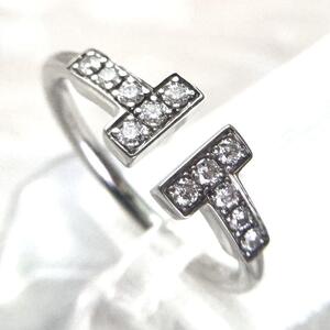 36832 ★Tiffany&Co.★ Tワイヤー ダイヤリング Au750 定価42万