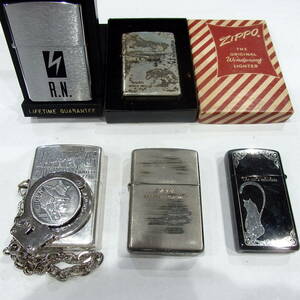 1円スタート激レア ZIPPO ジッポー 未使用含む ルパン三世 キャット R.N. 箱付き オイルライター まとめ 5点セット 30978 11-2