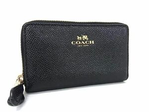 ■美品■ COACH コーチ F57855 レザー コインケース コインパース 小銭入れ 財布 レディース ブラック系 DF8373