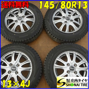 冬4本SET 会社宛 送料無料 145/80R13 ×4J 75Q ダンロップ WINTER MAXX WM02 アルミ デイズ ワゴンR スペーシア タント ウェイク NO,E2002