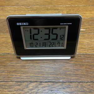 SEIKO（セイコー）クロック 目覚まし時計 電波 デジタル 2チャンネル アラーム カレンダー 温度 湿度 表示 黒 SQ767K