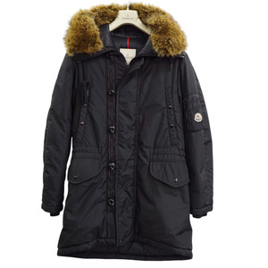 美品 モンクレール AJA ダウンコート ダウンジャケット サイズ1 ロング ブラック 黒 1019 MONCLER メンズ