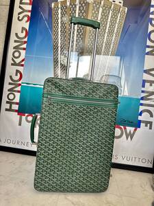 【即決/即納】！伊勢丹タグ付き！希少！GOYARD ゴヤール ABATROLLEY09 TROLLEY PM スーツケース ヘリンボーン柄 グリーン 緑