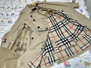 クリ済み日本製23万美品ハニーベージュ★バーバリーメンズL 170 LL 175Burberryウールライナーベルト付ダブルトレンチコート春秋冬物訳あり