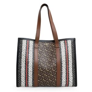 （未使用　展示品）バーバリー BURBERRY ブックトート トートバッグ レザー モノグラムEキャンバス ブライドルブラウン 茶 8019383