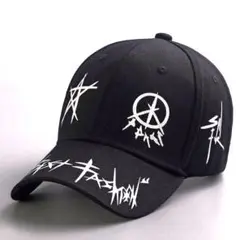 【新品】　キャップ　帽子　プリント　ストリート　個性的　ブラック　ユニセックス