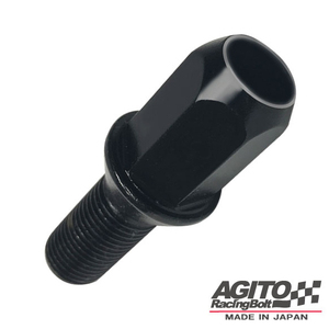 【16本セット】AGITO レーシングボルト 17HEX M12xP1.25 首下28mm クロモリ(SCM435)/60°テーパー座 ブラック FIAT500