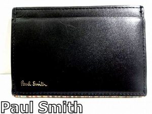 X4L051◆本物美品◆ ポールスミス Paul Smith 本革レザー ブラック カードケース パスケース