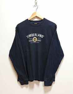 h873gg Timberland ティンバーランド サイズL 長袖Tシャツ ロンT ネイビー メンズ 古着 トルコ製 コットン100% アメカジ カジュアル