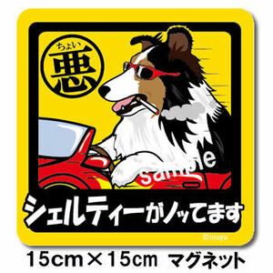 新品★ちょい悪マグネット★シェルティ★車やスマホに♪★犬雑貨　送料180円可