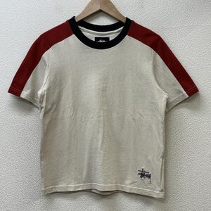 ステューシー BLOCK CONTRAST TEE ロゴ 刺繍 スリーブライン クルーネック Tシャツ Tシャツ S