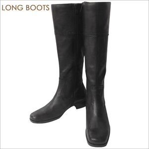 LONG BOOTS　ロング　レザー　ブーツ ブラック 美脚　36