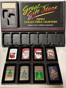 Zippo　Merry Christmas　メリー　クリスマス　ジッポー　ディスプレイ付き　2000年〜2004年　8個セット　未使用美品