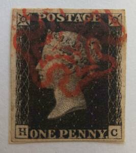 penny black　1840年イギリス切手　ペニーブラック　4マージン