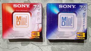 P 日本製 MD for WALKMAN ミニディスク SONY カラーコーディネート 74分 6枚セット（ 3枚入り×2PACK PEARL ORANGE&PEARL BLUE) 未開封