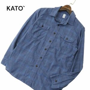 SHIRT KATO` カトー 通年★ 長袖 ワーク チェック シャツ Sz.S　メンズ ネイビー　A4T07253_6#C