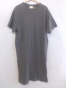 ◇ Ray BEAMS レイビームス スリット 半袖 膝下丈 Tシャツ ワンピース ダークグレー系 レディース P