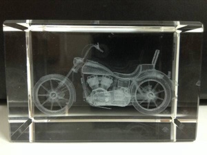 Harley-Davidson ハーレーダビッドソンFX 3Dクリスタル ガラス ペーパーウェイト オブジェ 置物 文鎮 アメリカン バイク 送料￥520