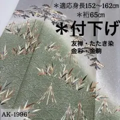 AK-1996 裄65 友禅 金彩 紋無し 付け下げ 訪問着 正絹