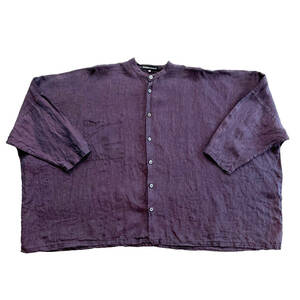 【Vintage】SHIRIN GUILD オーバーサイズドシャツ M パープル Linen アイリッシュリネン Made in Ireland 1990年代