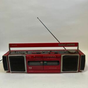 昭和レトロ SONY ソニー ダブカセ FM／AMラジオ Wカセットレコーダー CFS-DW60 レッド DoDeCaHORN ラジカセ アンティーク 通電OK