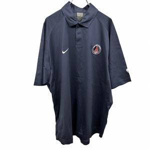 ナイキ 【新品】NIKE サッカー ポロシャツ Tシャツ生地 フランス パリサンジェルマンFC 半袖 綿100% XXL 3L ネイビー 紺×赤×白 メンズ