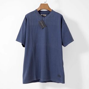 4-WF030【希少】マッシモオスティ Massimo Osti CP COMPANY創設者 コットン Vネック Tシャツ カットソー ブルーグレー タグ付き L メンズ