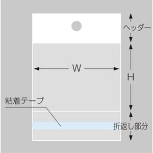 ササガワ OPP袋 マルチ袋(ヘッダー・テープ付) 幅140mm×高さ250mm H40-14-25 100枚入 32-7428