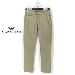 A9997/美品 ARMANI JEANS アルマーニジーンズ コットン ストレッチ テーパード スラックス ワークパンツ トラウザーズ 46 M カーキ メンズ