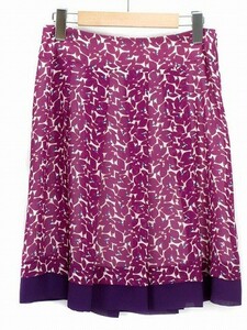 アンタイトル UNTITLED スカート フレア 花柄 タック ラメ シフォン 2 紫 パープル レディース