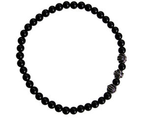 CHROME HEARTS 4MM BLACK BEADS & 3 SILVER BEADS BRACELET クロムハーツ ブラックビーズ　シルバークロスボール　ブレスレット　4mm