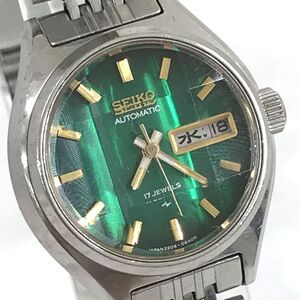 美品 SEIKO セイコー 腕時計 2206-0490 自動巻 機械式 オートマティック グリーン 亀戸精工舎 1970年代製 ヴィンテージ カットガラス 17石