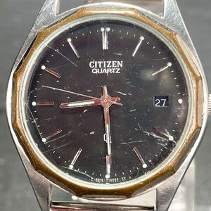 CITIZEN シチズン 3810-910451 腕時計 アナログ クオーツ 3針 カレンダー ブラック文字盤 伸縮バンド シルバー ラウンド ステンレス