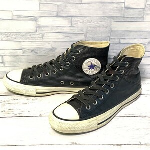 R6418bE 希少 CONVERSE コンバース ALL STAR LZD HI オールスターリザードハイ レザー スニーカー ブラック メンズ 25.5cm 1R288