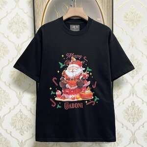 人気EU製＆定価2万◆UABONI*Paris*半袖Tシャツ*ユアボニ*パリ発◆上質 快適 通気 サンタクロース 遊び心 カットソー スウェット 夏 L/48