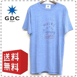 男女兼用 ユニセックス メンズLサイズ ブルー GDC ジーディーシー 半袖丸首プリントTシャツ 朝活 ウォーキング 全国送料無料 A643