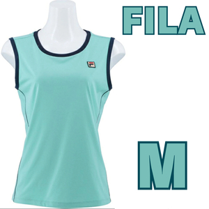 フィラ FILA レディース テニスウェア 脇パイピング ノースリーブ Tシャツ 無地 吸水速乾 ドライ スポーツウェア テニス ライトグリーン M