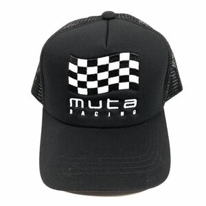 未使用品【ムータ】本物 muta ベースボールキャップ ONE SIZE 帽子 ハット RACING レーシング 黒 コットン×ナイロン メンズ レディース 16