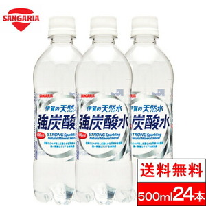 【24本】伊賀の天然水 強炭酸水 炭酸 プレーン 500ml サンガリア