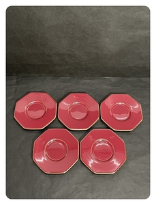 ● コレクター必見 未使用 香蘭社 茶托 五客 陶器製 和食器 敷物 茶器 元箱 Ja202