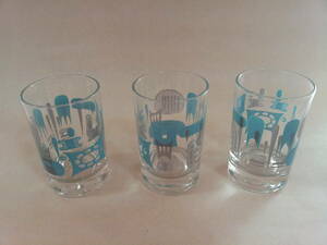 【Mid-Glassware/Federal/BLUE HEAVEN③】フェデラル/ブルーヘブン」/ウイスキーグラス/3個セット/Ex+/ミッドセンチュリー