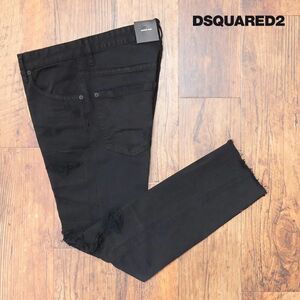 DSQUARED2/46サイズ/イタリア製デニムパンツ S71LB1055 SKATER JEAN ダメージ クラッシュ ワイルド 脚長 新品/黒/ブラック/id117c/