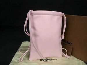 ■新品同様■ BURBERRY バーバリー レザー クロスボディ ショルダーバッグ ポシェット レディース ピンク系 AZ0536