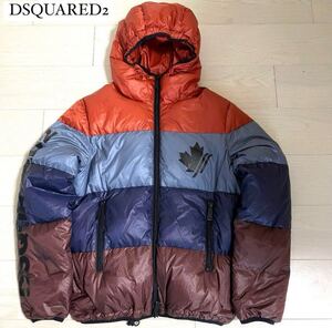 定価約15万!!!極秘品 DSQUARED2 ディースクエアード メイプルダウンジャケット 18AW マルチカラー フード付き メンズ 44 M相当 イタリア製 