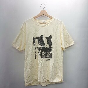 ◇ ⊂Φ ノーブランド 綿 半袖 Tシャツ サイズXL イエローベージュ系 レディース E