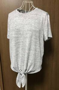  新品 M ★ Calvin Klein Jeans レディース 半袖 ニット Tシャツ US-S グレー タイフロント カットソー カルバンクライン CK